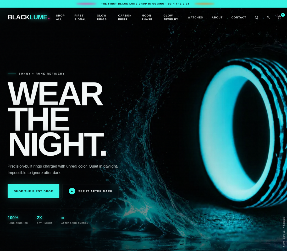 Screenshot of the Black Lume Presents storefront