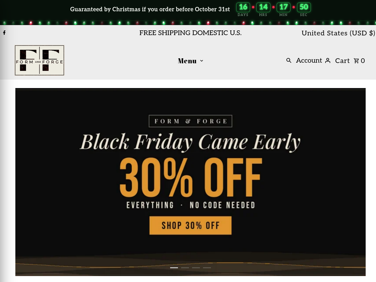 Screenshot of the Form & Forge Designs storefront