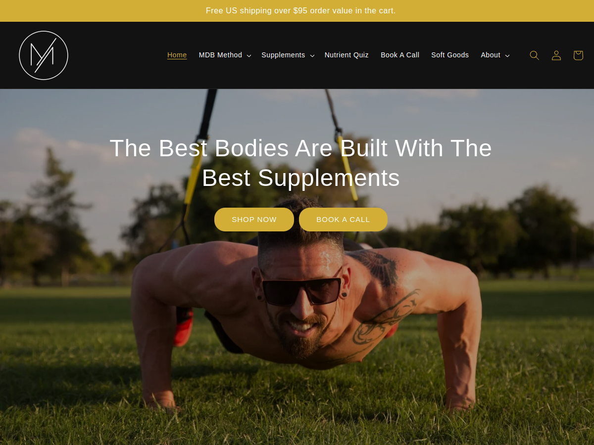 Screenshot of the Million Dollar Body Labs storefront