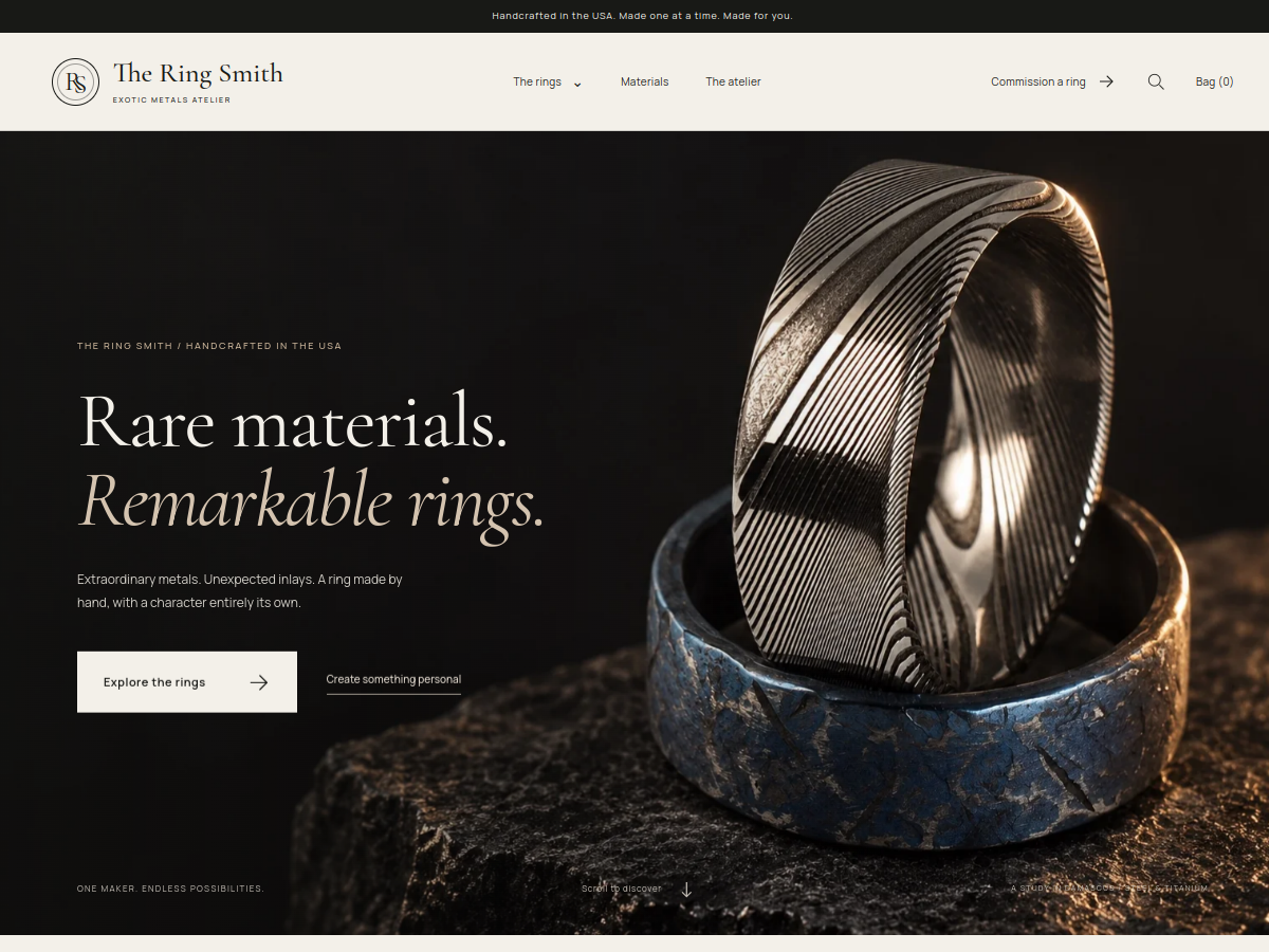 Screenshot of the The Ring Smith storefront